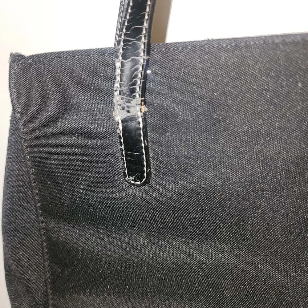 Kate Spade Black Canvas Tote Bag with Bow Detail
